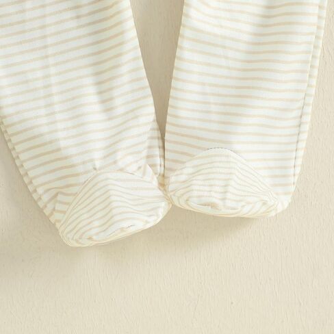 Infant Boy Western Footie Rompers Newborn Baby Coming Home Outfit Fall Clothes Long Sleeve Striped Jumpsuit with Hat in Saudi Arabia