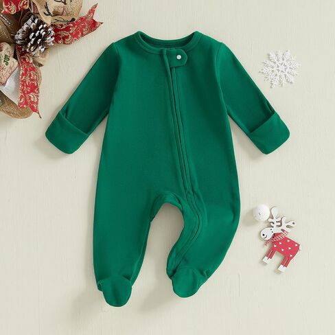 Newborn Baby Girl Boy Christmas Outfit Letter Print Long Sleeve Footie Romper Jumpsuit Fall Winter Clothes in Saudi Arabia