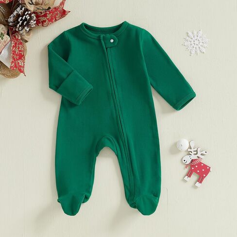 Newborn Baby Girl Boy Christmas Outfit Letter Print Long Sleeve Footie Romper Jumpsuit Fall Winter Clothes in Saudi Arabia