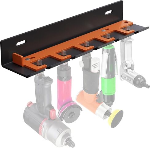 Air Tool Pneumatic Tool Holder,Wall Mount Air Tool Rack,Lockable Air Tool Hanger for Garage Shop Storage Organize,Fit 1/4" Standard Connection Accessories,Comes with Five Slots in Saudi Arabia