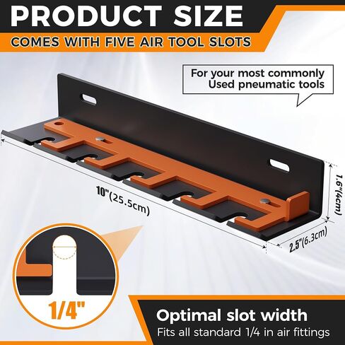 Air Tool Pneumatic Tool Holder,Wall Mount Air Tool Rack,Lockable Air Tool Hanger for Garage Shop Storage Organize,Fit 1/4" Standard Connection Accessories,Comes with Five Slots in Saudi Arabia
