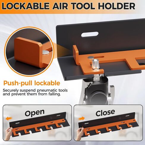 Air Tool Pneumatic Tool Holder,Wall Mount Air Tool Rack,Lockable Air Tool Hanger for Garage Shop Storage Organize,Fit 1/4" Standard Connection Accessories,Comes with Five Slots in Saudi Arabia