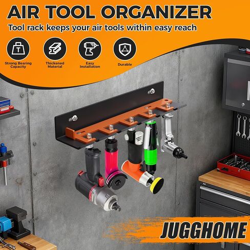 Air Tool Pneumatic Tool Holder,Wall Mount Air Tool Rack,Lockable Air Tool Hanger for Garage Shop Storage Organize,Fit 1/4" Standard Connection Accessories,Comes with Five Slots in Saudi Arabia
