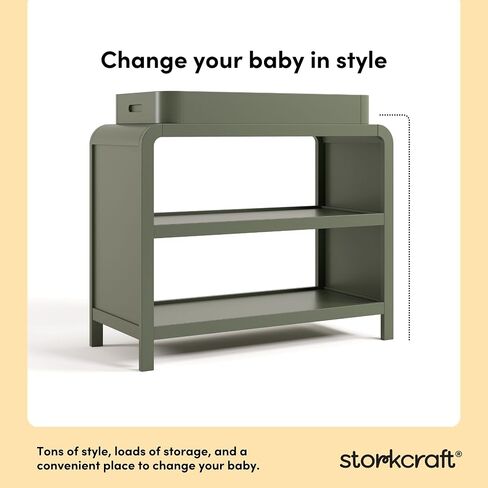 Storkcraft Santos Changing Table (Olive) – GREENGUARD Gold Certified Baby Changing Table, Solid Wood Changing Table for Baby, Removable Changing Topper Fits Standard-Size Changing Pad in Kuwait