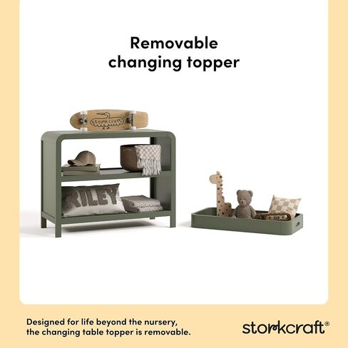 Storkcraft Santos Changing Table (Olive) – GREENGUARD Gold Certified Baby Changing Table, Solid Wood Changing Table for Baby, Removable Changing Topper Fits Standard-Size Changing Pad in Kuwait