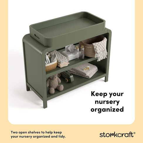 Storkcraft Santos Changing Table (Olive) – GREENGUARD Gold Certified Baby Changing Table, Solid Wood Changing Table for Baby, Removable Changing Topper Fits Standard-Size Changing Pad in Kuwait