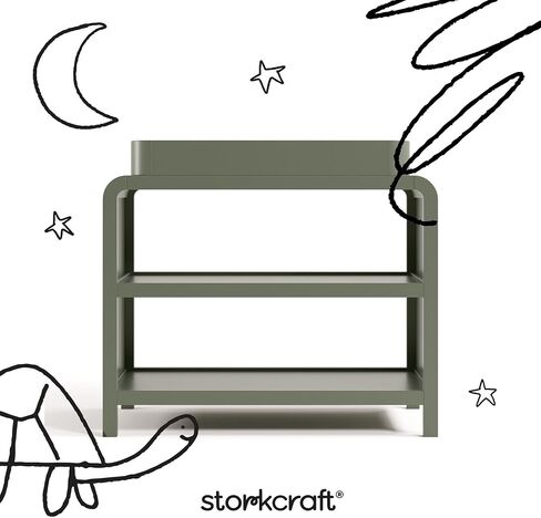 Storkcraft Santos Changing Table (Olive) – GREENGUARD Gold Certified Baby Changing Table, Solid Wood Changing Table for Baby, Removable Changing Topper Fits Standard-Size Changing Pad in Kuwait