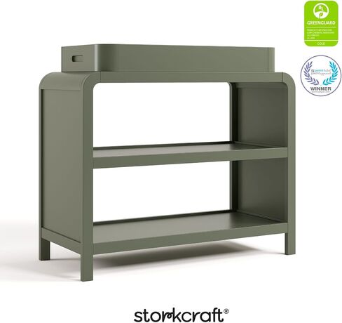 Storkcraft Santos Changing Table (Olive) – GREENGUARD Gold Certified Baby Changing Table, Solid Wood Changing Table for Baby, Removable Changing Topper Fits Standard-Size Changing Pad in Kuwait