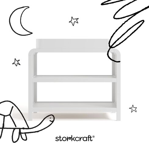 طاولة تغيير الأطفال Storkcraft Santos (زيتوني) - طاولة تغيير الأطفال المعتمدة من GREENGUARD الذهبية، طاولة تغيير الطفل من الخشب الصلب، غطاء تغيير قابل للإزالة يناسب وسادة تغيير الحجم القياسي in Saudi Arabia