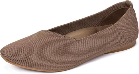 Frank Mully Women's Knitted Flats Square Toe Shoes Breathable Ballet Flats with Arch Support Comfort Walking Shoes for Women in Kuwait