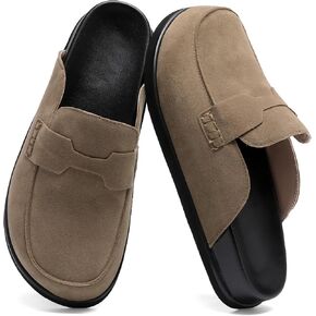 Brown Clogs for Women Comfortable Suede Platform Slip on Backless Closed Toe Mules Womens Clog Slipper Penny Slides Shoes. in Saudi Arabia