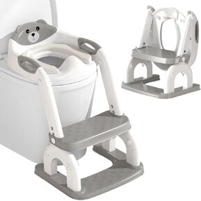 DEEKI Potty Training Seat Upgrade 2 in 1 Toddler Training Toilet Chair Potty Seat with Step Stool Ladder for Baby Kids Boys Girls(Grey) in Saudi Arabia