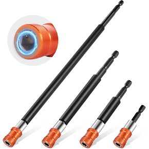 4Pcs Magnetic Drill Bit Extension Set 2-3/8", 4", 6", 12" with Aluminum Sleeve, 1/4 Inch Hex Shank Quick Release Extension Adapter Screwdriver Locking Bit Holder Extender (ORANGE) in Kuwait