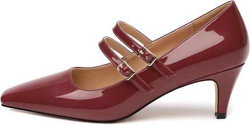 حذاء نسائي من Mary Janes بكعب مكتنز ومربع ومقدمة مغلقة وحذاء لامع وأشرطة مزدوجة وحفلات العمل مقاس 2 بوصة in Kuwait
