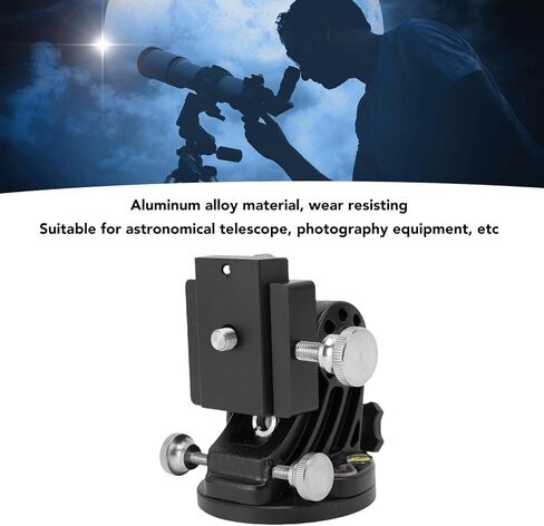 Telescope Latitude Base Mount, Aluminum Alloy, Flexible 90° Adjustment Equatorial Wedge Instrument Latitude Base for 3/8 Inch Astronomy Telescope Accessory (All Black) in Saudi Arabia