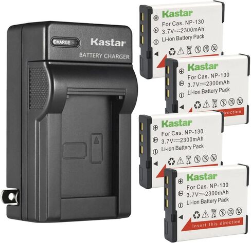 استبدال شاحن بطارية حائط تيار متردد من Kastar لجهاز Casio Exilim EX-FC400S، Exilim EX-ZR100 EX-ZR100BK EX-ZR100WE، Exilim EX-ZR200 EX-ZR200BE EX-ZR200BK EX-ZR200RD EX-ZR200WE، Exilim EX-ZR300 in Kuwait