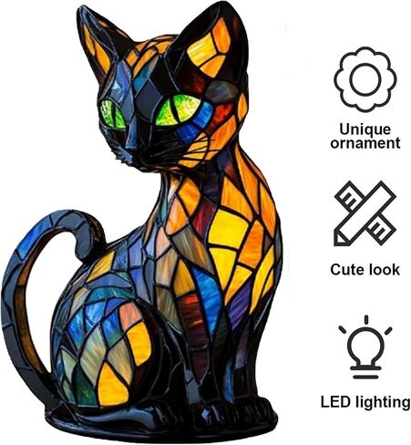 الرجعية القط الملونة الراتنج القط الجدول مصباح، 3D لطيف القطط الحيوانات الأليفة تحت عنوان LED مصباح الليل لمحبي الحيوانات الأليفة القطط الرجعية تصميم ديكور المنزل الإضاءة in Kuwait