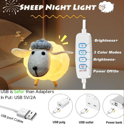 Small 3D Cute Sheep Lightning Night Light Warm White Changing Night Light NO DIY Decorations for Adults and Kids Indoor Home Bedroom in Saudi Arabia