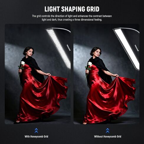 طقم Softbox مستطيل من NEEWER، صندوق ناعم بشريط مقاس 12 بوصة × 47 بوصة مع ناشرات ضوئية للتصوير الفوتوغرافي في الاستوديو وتسجيل الفيديو وإضاءة البث المتدفقة المتوافقة مع Aputure 120d المتوافقة مع Godox SL60w وNS94P in Kuwait