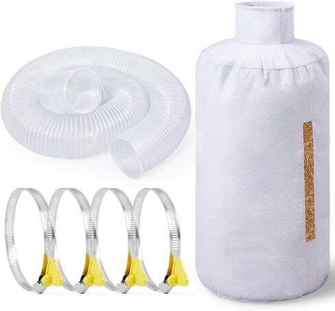 Dust Collector Bag Set Include1 Dust Bag, 1 Heavy PVC Collection Hose 4''x4'' and 4 Hose Clamp for Household Cleaning Industrial Vacuum Systems, Lawn Tractors in Saudi Arabia