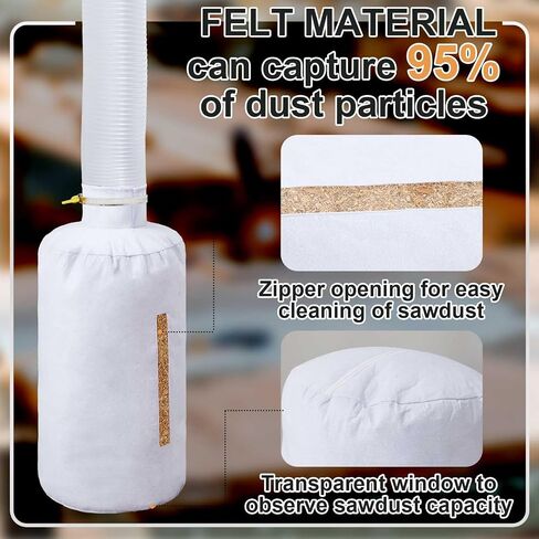Dust Collector Bag Set Include1 Dust Bag, 1 Heavy PVC Collection Hose 4''x4'' and 4 Hose Clamp for Household Cleaning Industrial Vacuum Systems, Lawn Tractors in Saudi Arabia