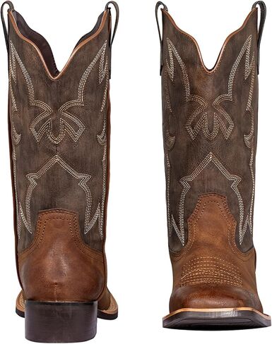 Women's Cowboy Boots Wide Mid Calf Square Toe Two-Tone Pull On Fashion Western Cowgirl Boots in Saudi Arabia