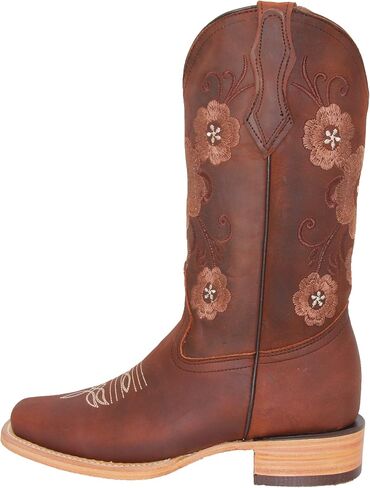 Women’s Leather Western Boot Square Toe Floral Embroidered Womens Cowboy Boots in Saudi Arabia