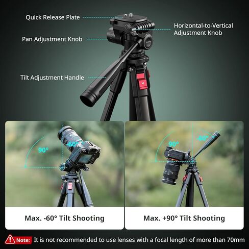 SmallRig Aluminum Camera Tripod Stand AP-30, 67.7" Travel Tripod with Phone Clip & Carry Bag, Portable Tripods with Quick-Flip Lock Legs, for Live Streaming and Vlogging, Max Load 11lb in Saudi Arabia