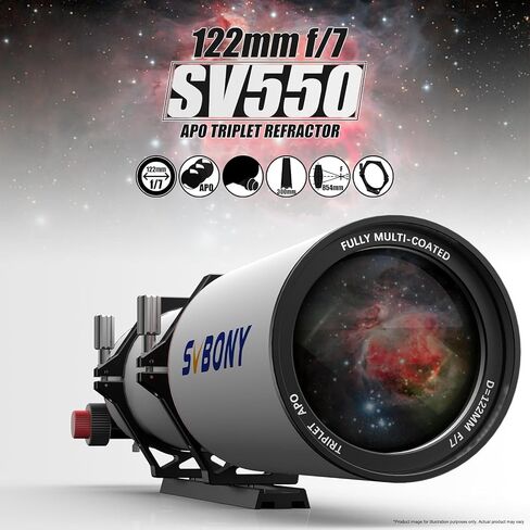 تلسكوب SVBONY SV550 ثلاثي APO 122 مم، مخفض بؤري SV209 0.8X مع مرشح UHC مقاس 2 بوصة in Saudi Arabia