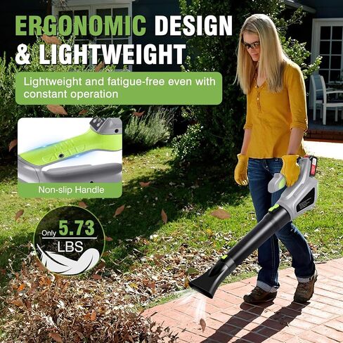 Change MOOER 21V Cordless Leaf Blower, 380CFM Brushless Leaf Blower w/2 4.0Ah Batteries & Fast Charger, Battery Powered Handheld Leaf Blowers for Blowing Leaves, Patio Cleaning, Lawn Care and Dust in Saudi Arabia