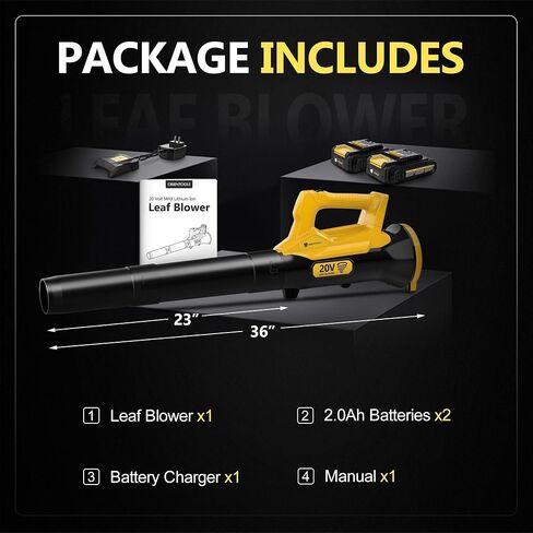 Orientools Leaf Blower Cordless, 20V Powerful Electric Cordless Leaf Blower 2×2.0 Ah Batteries & Charger, Variable Speed Trigger, Portable Lightweight Blowers for Lawn Care, Yard, UL 62133 Certified in Saudi Arabia