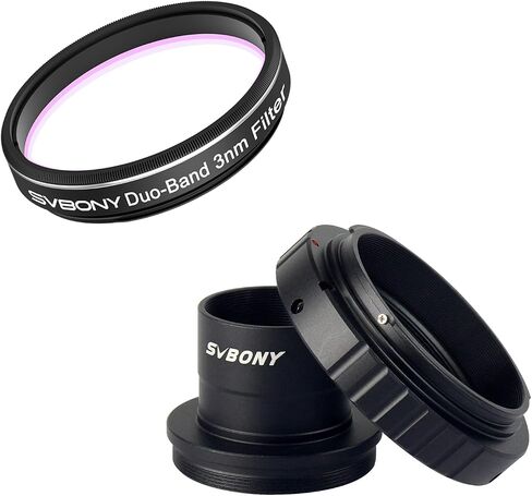 SVBONY T2 T Ring Adapter and T Adapter, 1.25 inches Metal Telescope Camera Adapter Bundle with SV220 H-Alpha OIII 3nm Dual-Band 1.25" Filter, Telescope Accessories for Deep Sky Astrophotography in Saudi Arabia