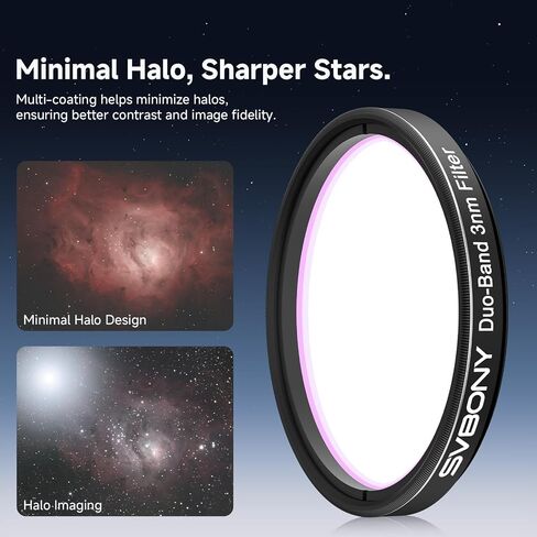 مرشح تلسكوب SVBONY SV220، مرشح سديم H-Alpha OIII 3nm ثنائي النطاق 2 بوصة، حزمة عمق القطع OD5 مع درج مرشح SV226 مع محول M42-M48، ملحقات تلسكوب للتصوير الفلكي للسماء العميقة in Saudi Arabia