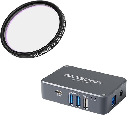 مرشح تلسكوب SVBONY SV220، حزمة مرشح سديم H-Alpha OIII 3nm ثنائي النطاق 2 بوصة مع محول طاقة علم الفلك SV241، صندوق محور USB صغير DC، محور USB متكامل للتصوير الفلكي للسماء العميقة في الهواء الطلق in Saudi Arabia