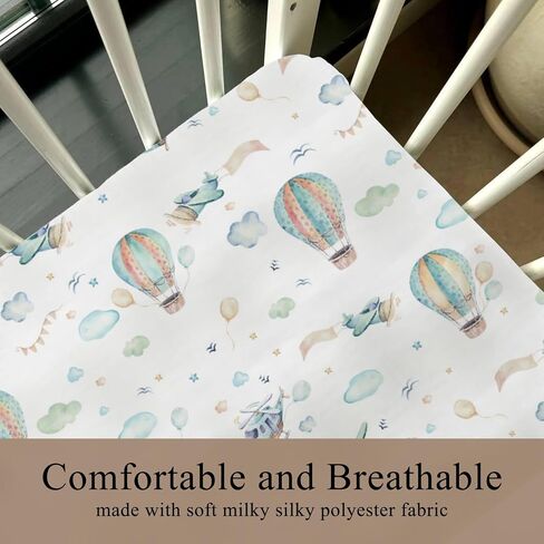 Watercolor Plane Hot Air Balloon Baby Crib Sheets for Boy Girl 28"x52" Cartoon Airplanes Cloud Stars Baby Sheet for Standard Crib and Toddler Bed Mattress Nursery Bed Mattress Sheets Plane One Size in Saudi Arabia