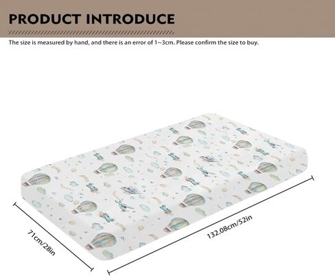 Watercolor Plane Hot Air Balloon Baby Crib Sheets for Boy Girl 28"x52" Cartoon Airplanes Cloud Stars Baby Sheet for Standard Crib and Toddler Bed Mattress Nursery Bed Mattress Sheets Plane One Size in Saudi Arabia