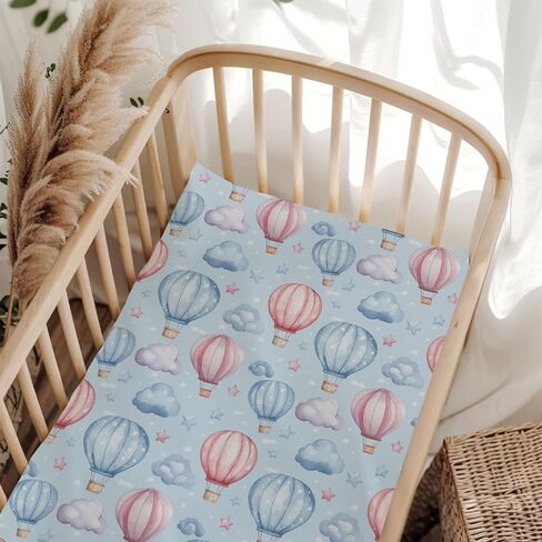 Watercolor Plane Hot Air Balloon Baby Crib Sheets for Boy Girl 28"x52" Cartoon Airplanes Cloud Stars Baby Sheet for Standard Crib and Toddler Bed Mattress Nursery Bed Mattress Sheets Plane One Size in Saudi Arabia