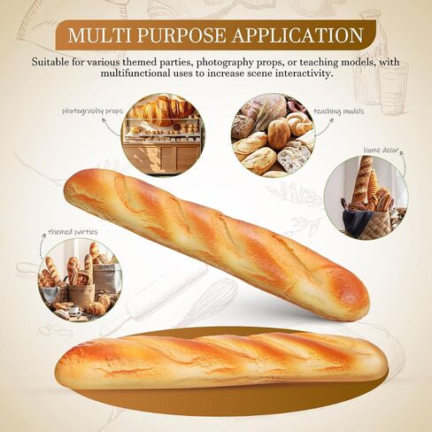 Homoyoyo 2pcs Artificial French Long Bread Loaf 34. 50x5. 50x4. 00cm Lifelike Fake Dessert Cake Food Photography Prop Kitchen Decoration in Saudi Arabia