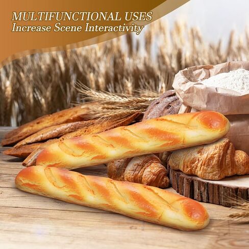 Homoyoyo 2pcs Artificial French Long Bread Loaf 34. 50x5. 50x4. 00cm Lifelike Fake Dessert Cake Food Photography Prop Kitchen Decoration in Saudi Arabia