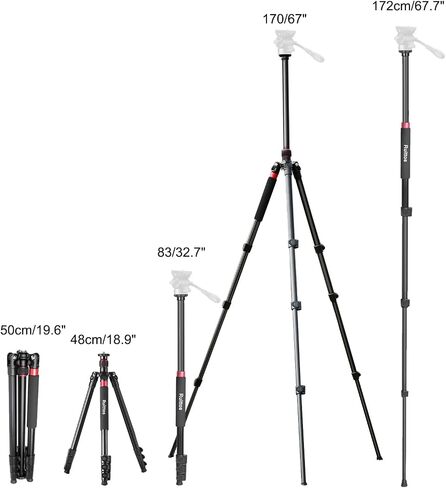 Travel Tripod, 70" Camera Tripod Monopod with Ball Head Lightweight Aluminum Portable for DSLR/SLR Cameras, Video Camcorders, Action Cameras, Phones, Telescopes...8.8lbs (TM70-LB36) in Saudi Arabia