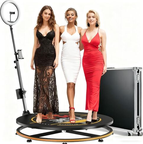 360 Photo Booth Machine with Flight Case & RGB Lights – Party Video Booth for 3-5 People in Saudi Arabia