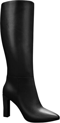 Knee High Boots for Women - Chunky Heel Faux Leather Boots, Elastic Slip on Pointed Toe Fashion Classic Pull on Wide Calf Tall Shoes with Side Zipper, Knee High Heels for Girls Ladies Fall Winter in Saudi Arabia