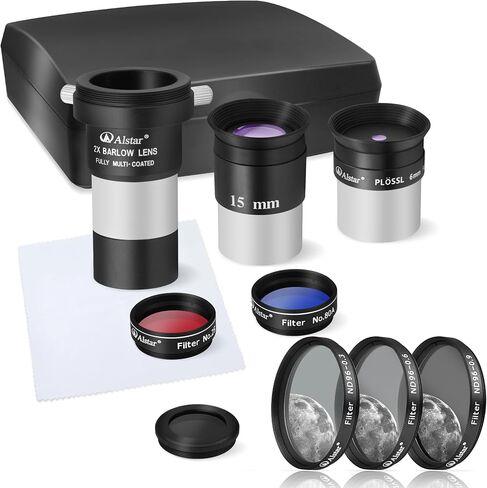 Alstar 2" Telescope Moon Filter Set - Bundle with - 8 Piece Eyepiece & Filter Accessory Kit in Saudi Arabia