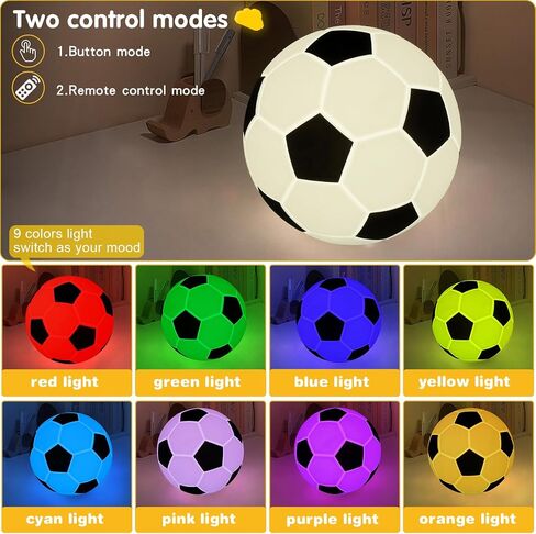 Soccer Silicone Night Light, Adorable Rechargeable Silicone Novelty Bedside Touch Lamp, 9 Colors with Timing Function, Soft Bedside Pat Table Lamp, Cute Room Decor Gift for Kids(Soccer) in Saudi Arabia