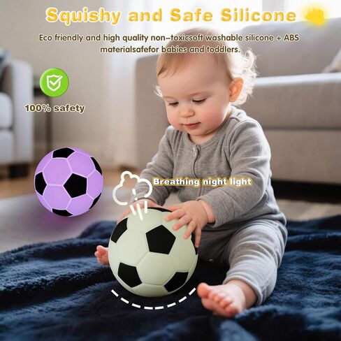 Soccer Silicone Night Light, Adorable Rechargeable Silicone Novelty Bedside Touch Lamp, 9 Colors with Timing Function, Soft Bedside Pat Table Lamp, Cute Room Decor Gift for Kids(Soccer) in Saudi Arabia