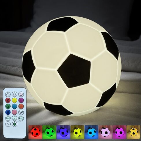 Soccer Silicone Night Light, Adorable Rechargeable Silicone Novelty Bedside Touch Lamp, 9 Colors with Timing Function, Soft Bedside Pat Table Lamp, Cute Room Decor Gift for Kids(Soccer) in Saudi Arabia