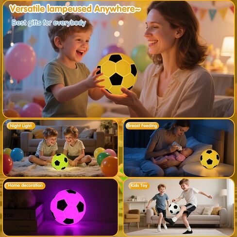 Soccer Silicone Night Light, Adorable Rechargeable Silicone Novelty Bedside Touch Lamp, 9 Colors with Timing Function, Soft Bedside Pat Table Lamp, Cute Room Decor Gift for Kids(Soccer) in Saudi Arabia
