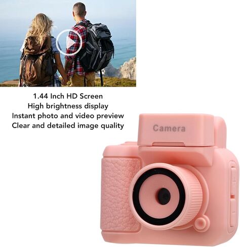 كاميرا Fockety Mini Keychain، كاميرا رقمية صغيرة بدقة 1080 بكسل FHD مع بطاقة SD وفلاش سعة 32 جيجابايت، شاشة 1.44 بوصة، مسجل فيديو محمول لتسجيل دراسة السفر (وردي) in Kuwait