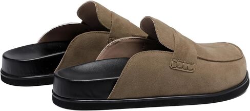 Brown Clogs for Women Comfortable Suede Platform Slip on Backless Closed Toe Mules Womens Clog Slipper Penny Slides Shoes. in Saudi Arabia