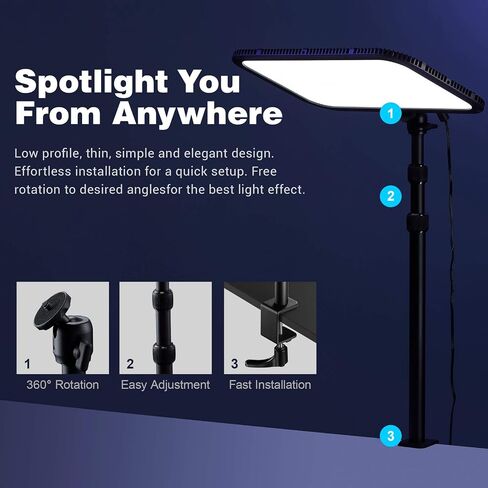 مصباح Godox ES45 E-Sports LED - فائق السطوع 2500 لومن (غير وهج) جهاز تحكم عن بعد للشحن التلقائي قابل للفصل، حامل سطح مكتب مدمج، 2800K-6500K قابل للتعتيم، CRI 96+ TLCI 97+، للبث المباشر، تصوير الفيديو in Saudi Arabia